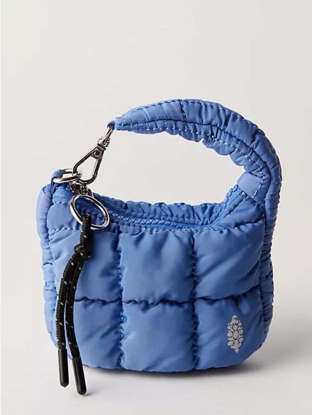 FREE PEOPLE Quilted Micro Mini Pouch Keychain Charm Chunky Decor Athletic Blue